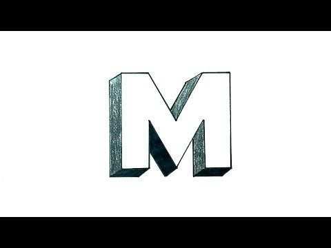 How To Draw The Letter M In 3d 3d Drawing Tutorial 3d Drawings Drawing Tutorial