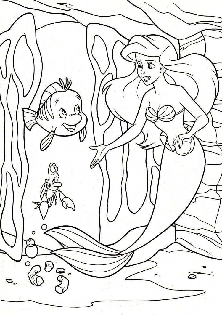 Flounder Sebastian Ariel Coloring Book Pages Disney Kleurplaten Kleurplaten De Kleine