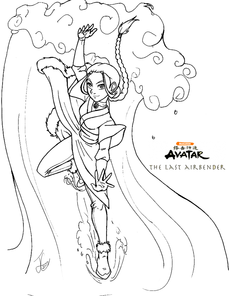 Atla Katara Coloring Page Coloring Books Coloring Pages Avatar The Last Airbender