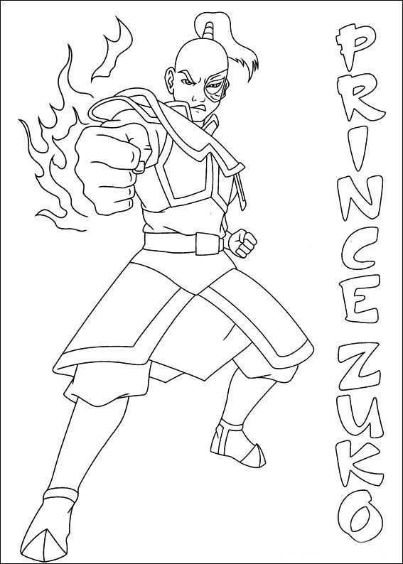 Avatar The Last Airbender Zuko Firebender Coloring Pages For Kids Bng Printable Avata