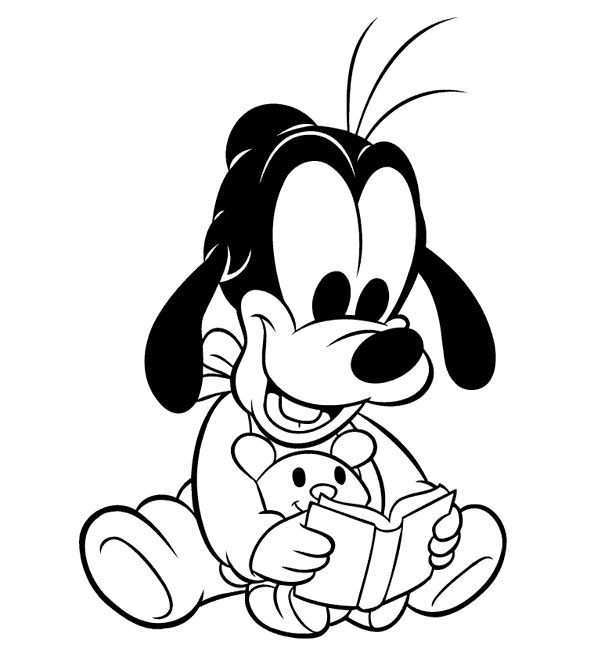 Baby Pluto Coloring Pages Goofy Reading A Book Free Coloring Pages Coloring Pages Mic