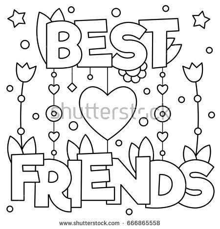 Best Friends Coloring Page Vector Illustration Valentines Day Coloring Page Valentine