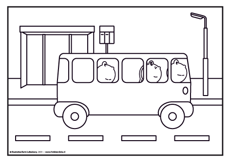 Frokkie En Lola Kleurplaat In De Bus Bus Vervoer Kleurplaten