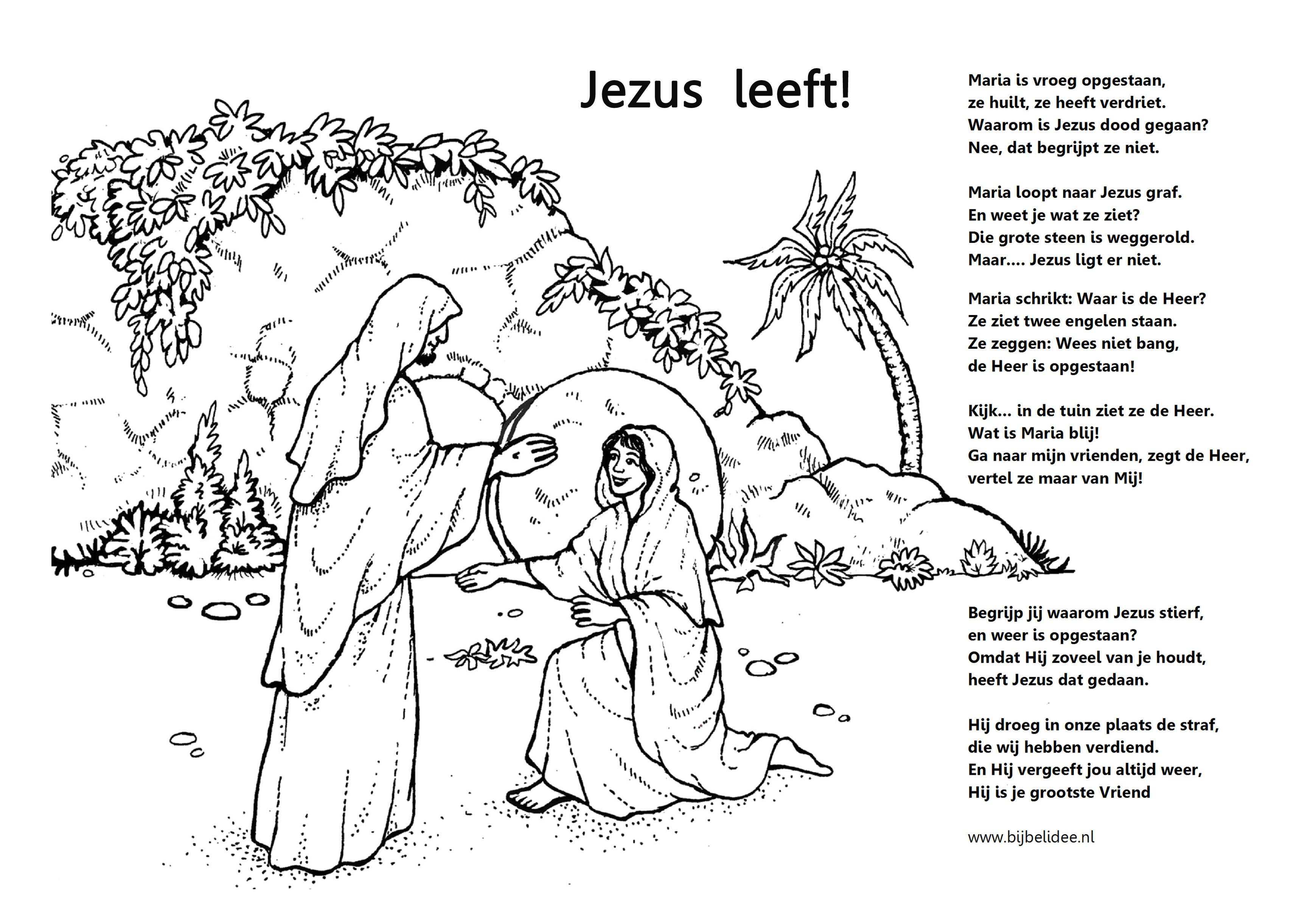 Kleurplaat Paasverhaal Maria Ziet Dat Jezus Leeft Www Bijbelidee Nl Bijbel Kleurplate