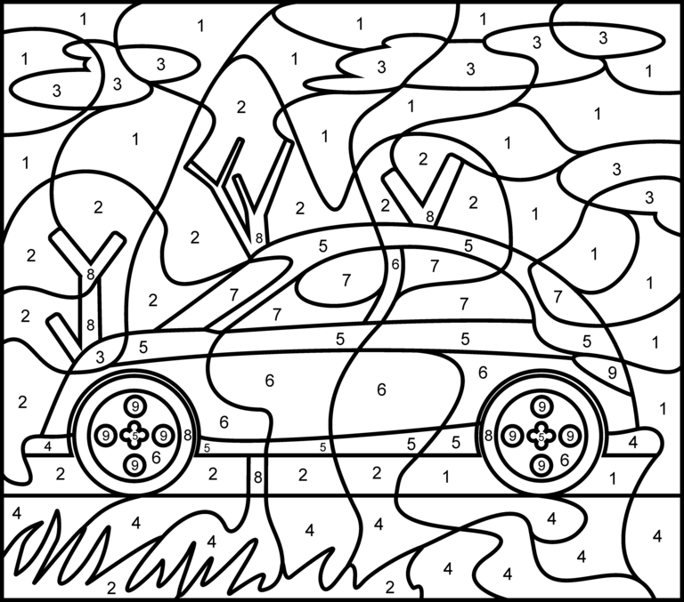 Car Printable Color By Number Page Hard Abstract Coloring Pages Coloring Pages Unicor