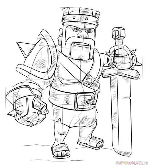 How To Draw From Clash Of Clans Barbarian King