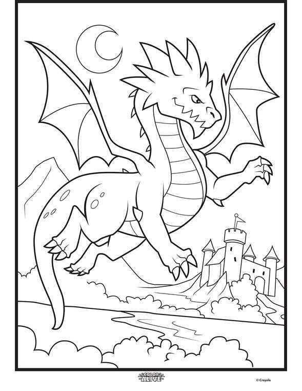 Color Alive Mythical Creatures Dragon On Crayola Com Dragon Coloring Page Free Colori