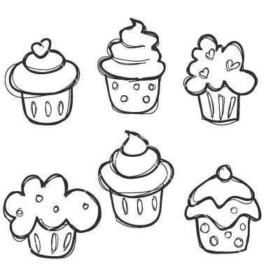 Cupcake Sketch Vector Art Download Vectors 471243 Easy Drawings Cupcake Drawing Drawi
