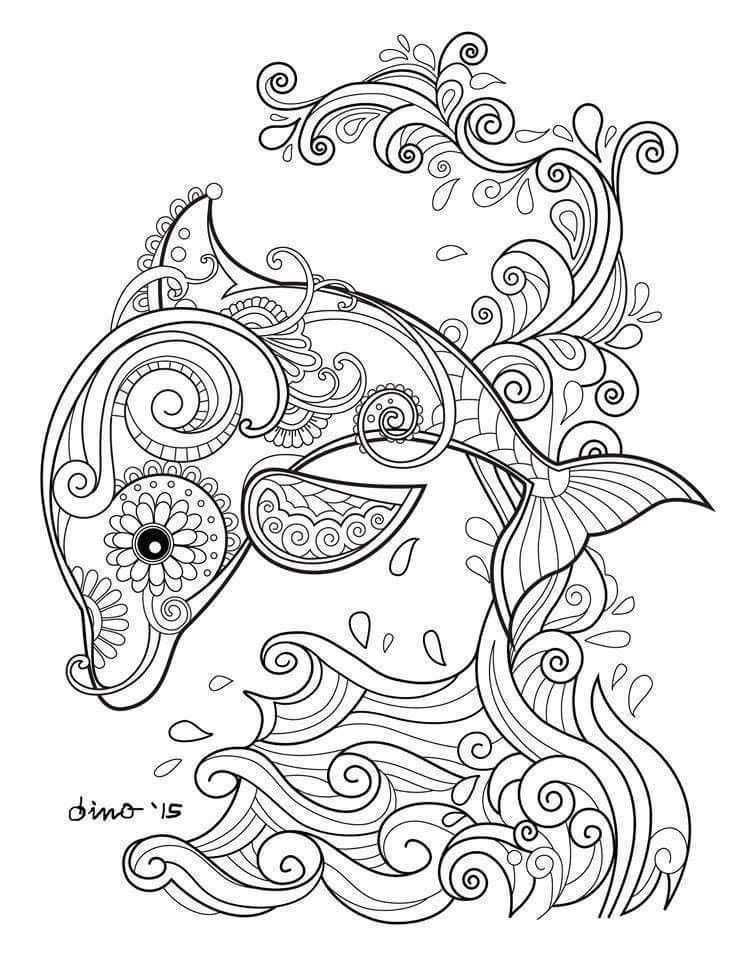 Dolfijn Zen Mandala Kleurplaten Dieren Kleurplaten Kleurboek