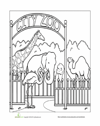 Paint The Town Zoo Worksheet Education Com De Dierentuin Kleurplaten Thema