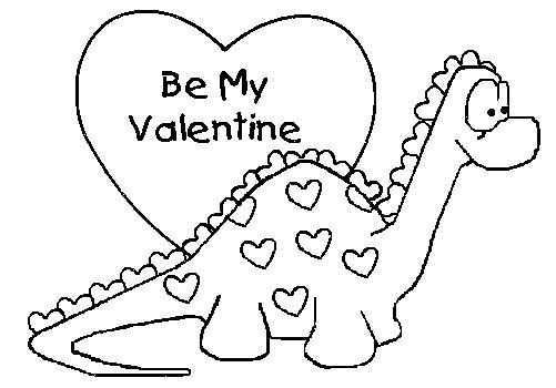 Dino Be My Valentine Valentijnsdag Valentijnen Kleurplaten
