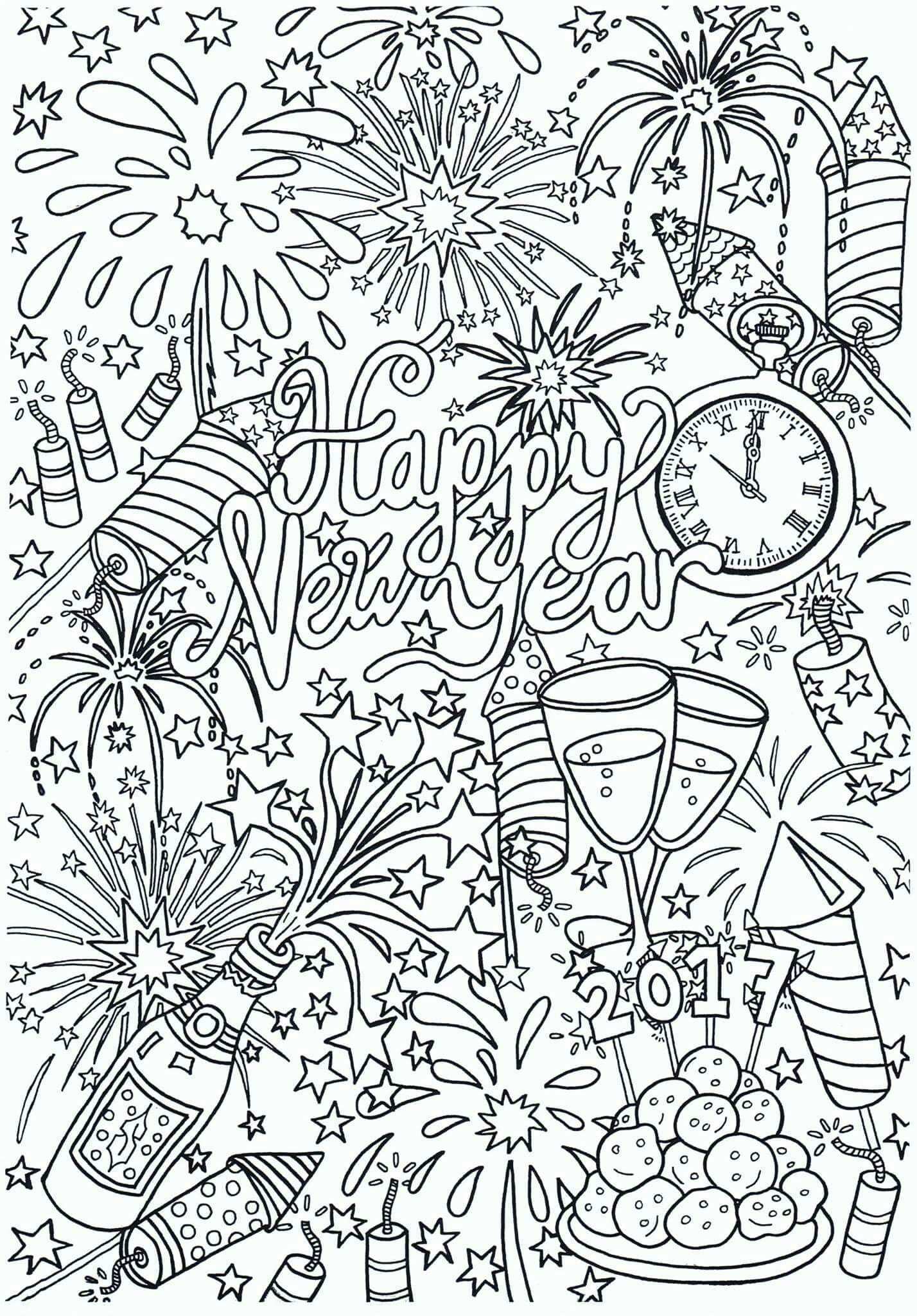 Happy New Year New Year Coloring Pages New Year S Eve Colors New Year Doodle