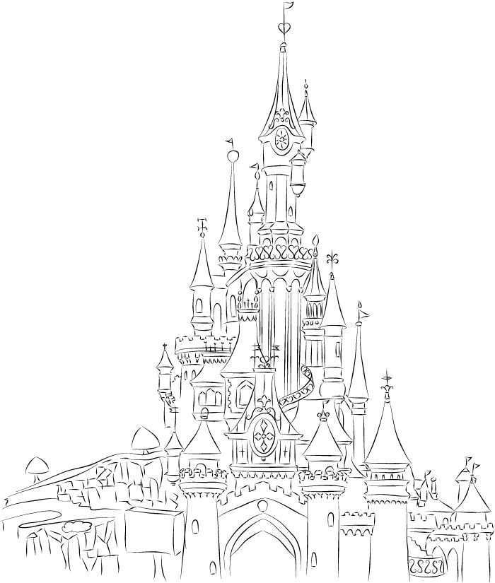 Disneyland Paris Castle Line Art By Champk On Deviantart Disney Castle Drawing Disney