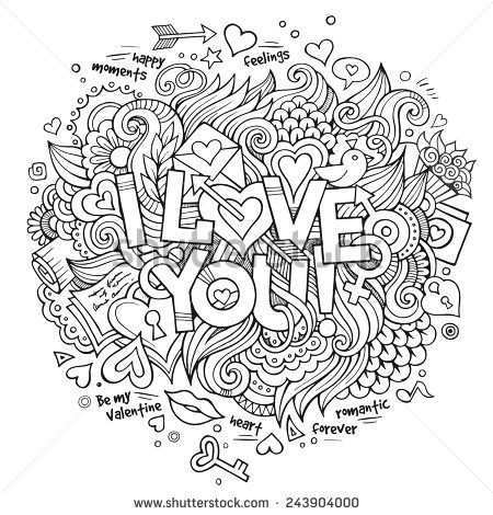 I Love You Hand Lettering And Doodles Elements Vector Illustration Mandala Kleurplate