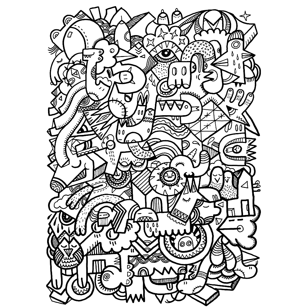 Leuk Voor Kids Kleurplaat Monster Doodle Abstracte Kleurplaten Kleurplaten Kleuren