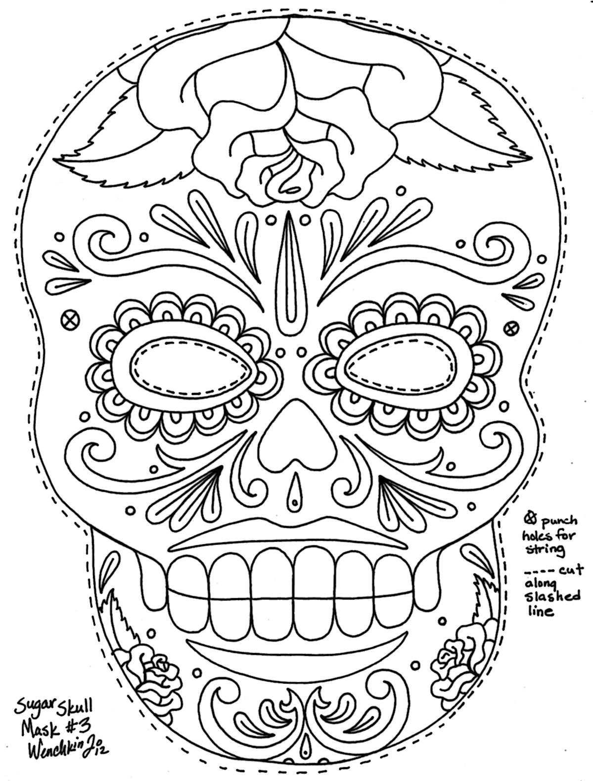 Sugar Skull Skull Coloring Pages Day Of The Dead Mask Coloring Pages
