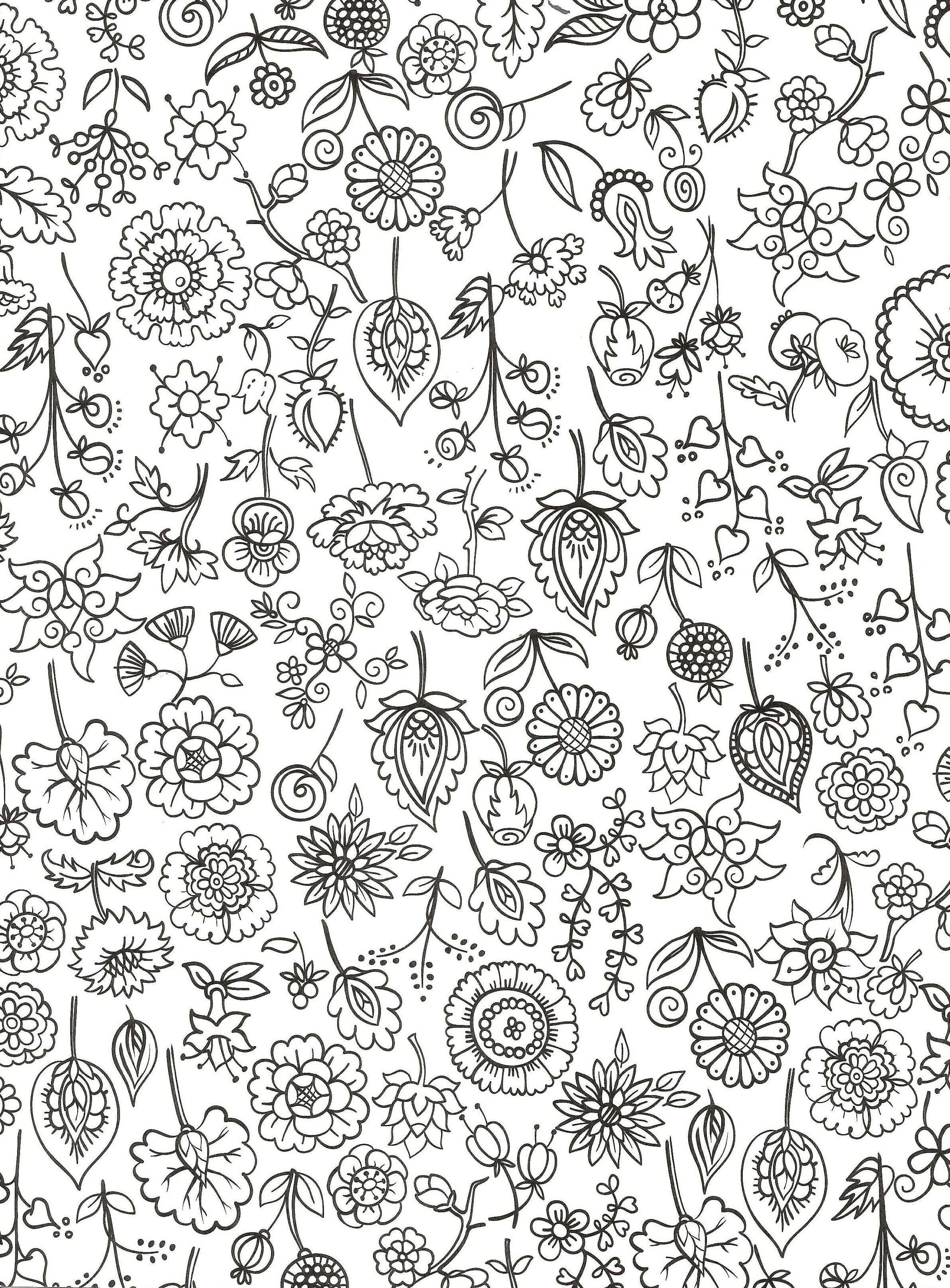 Floral Coloring Page For Adults Seamless Background How To Draw Hands Floral Illustra