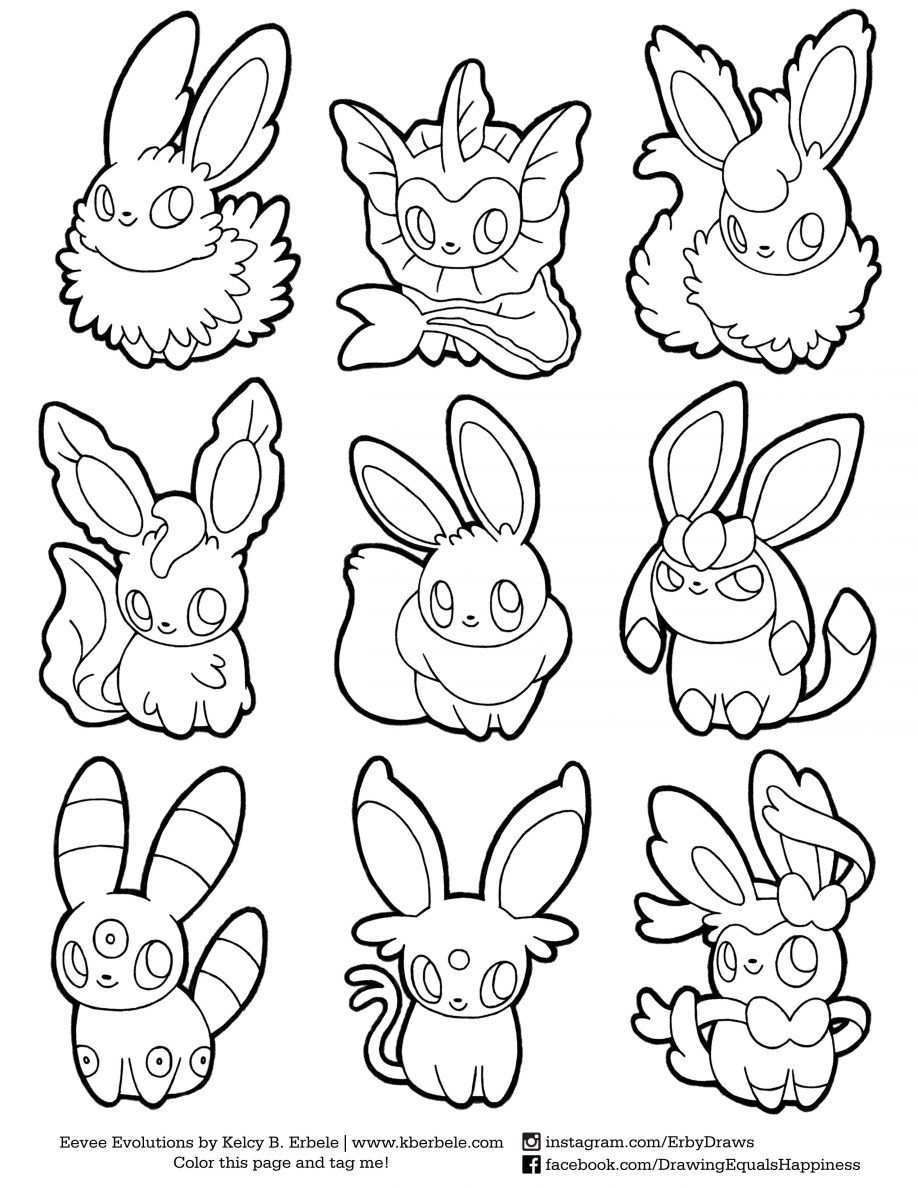 Coloring Eevee Evolutions Coloring Pages Printable Eevee Coloring Pages Eevee Colorin