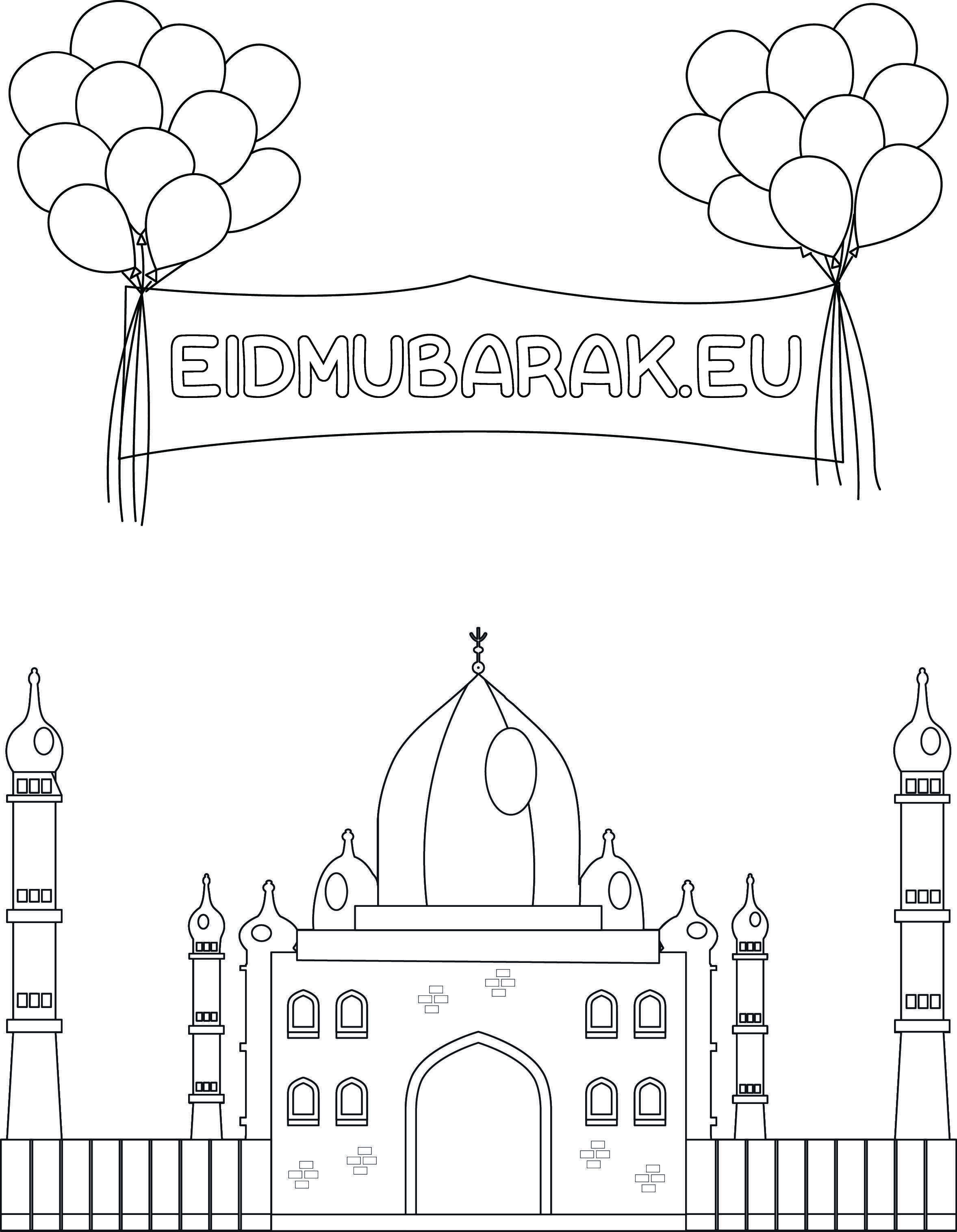 Eid Mubarak Kleurplaat Eid Mubarak Eid Gratis Kleurplaten