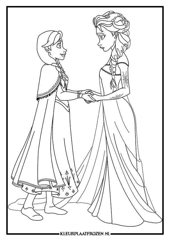 Kleurplaat Van Elsa En Anna Uit Frozen Prinses Kleurplaatjes Frozen Kleurplaten Kleur
