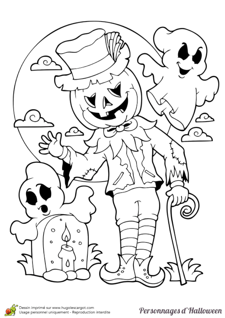 Coloriage Legende Halloween Epouvantail Et Cimetiere Coloriage Halloween A Imprimer H