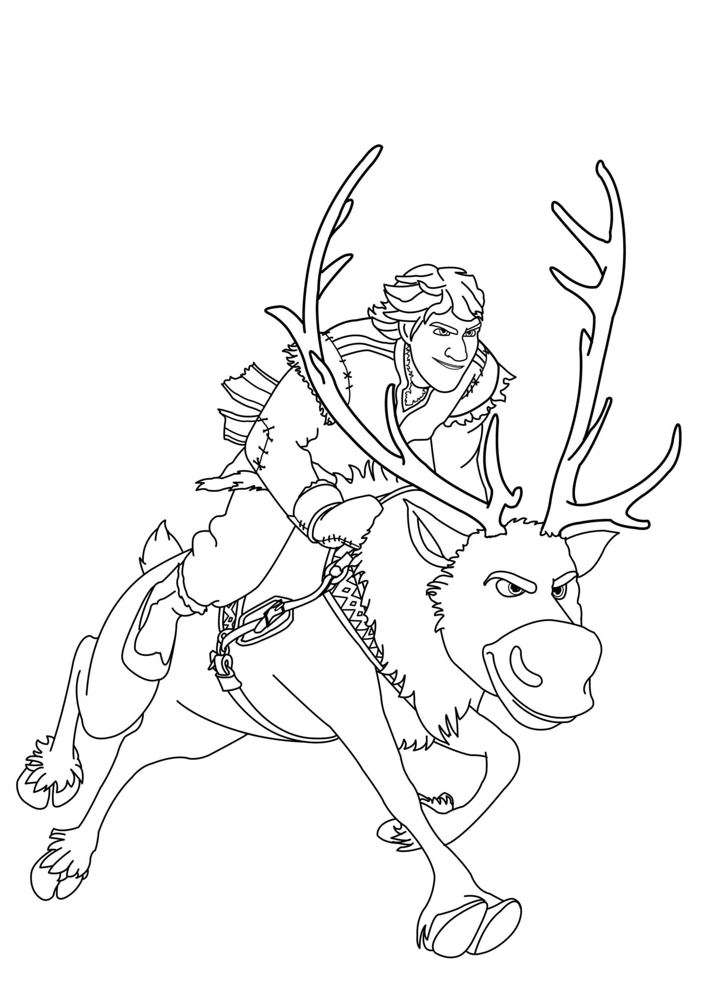 Coloring Frozen Kristoff Sven Jpg 2372 3371 Frozen Coloring Pages Frozen Coloring Dis