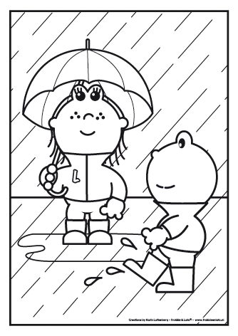 Het Is Herfst Frokkie En Lola Staan Met Hun Laarzen Regenjas En Paraplu In De Regen E