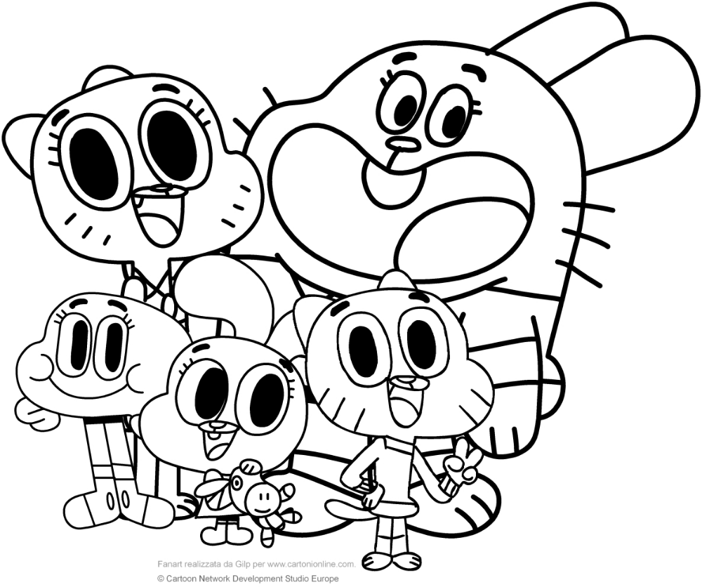 Watterson Family The Amazing World Of Gumball Coloring Pages Cartoon Coloring Pages C