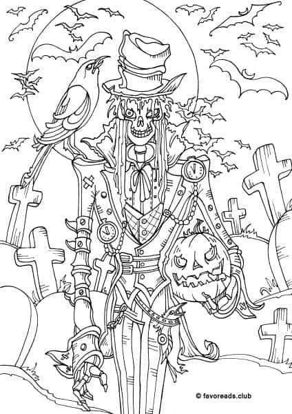 Horror Scenes Skeleton Favoreads Coloring Club Kleurplaten Kleuring Kleuren