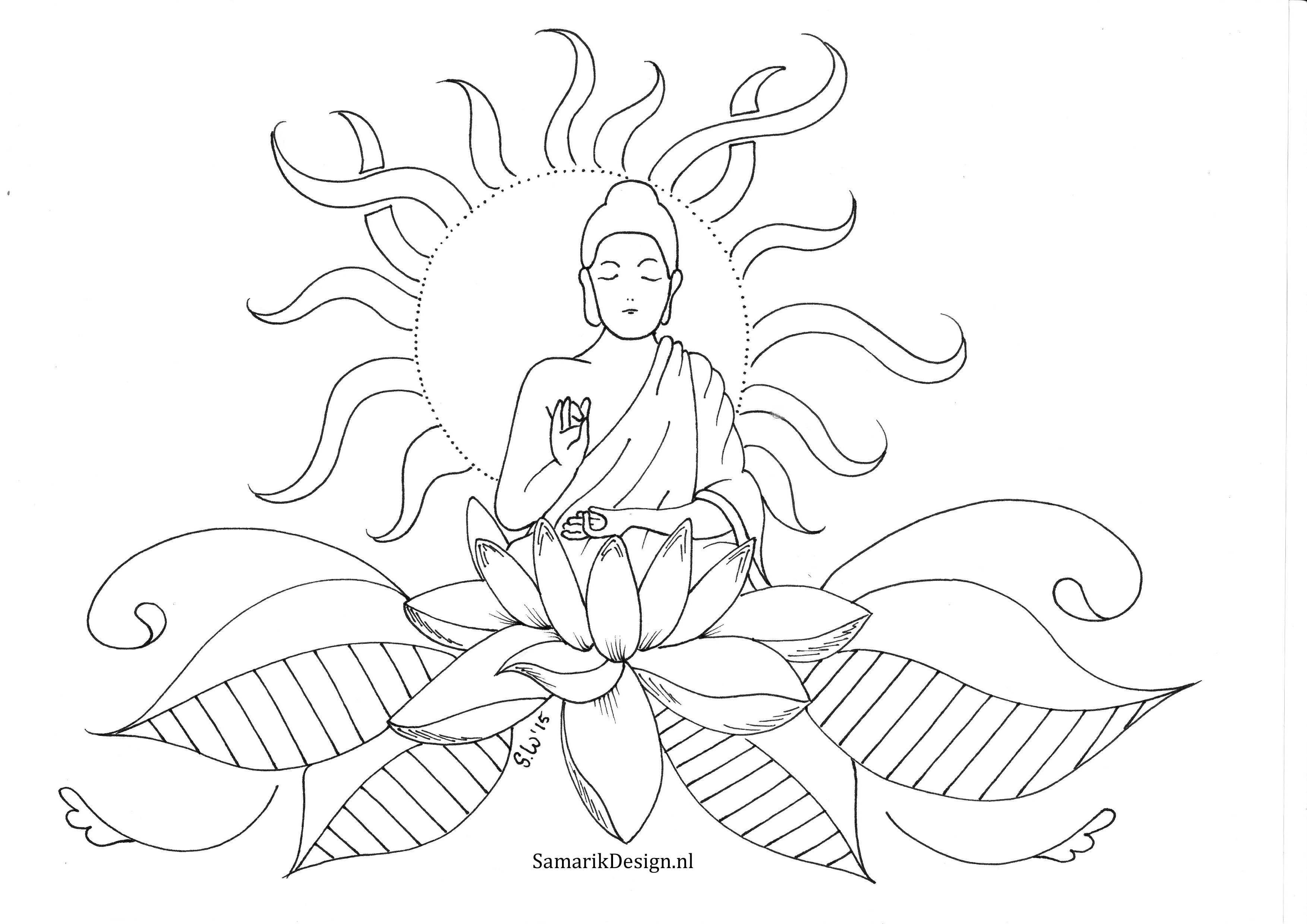 Kleurplaat Voor Volwassenen Lotus Lijntekeningen Kleurplaten Boeddha