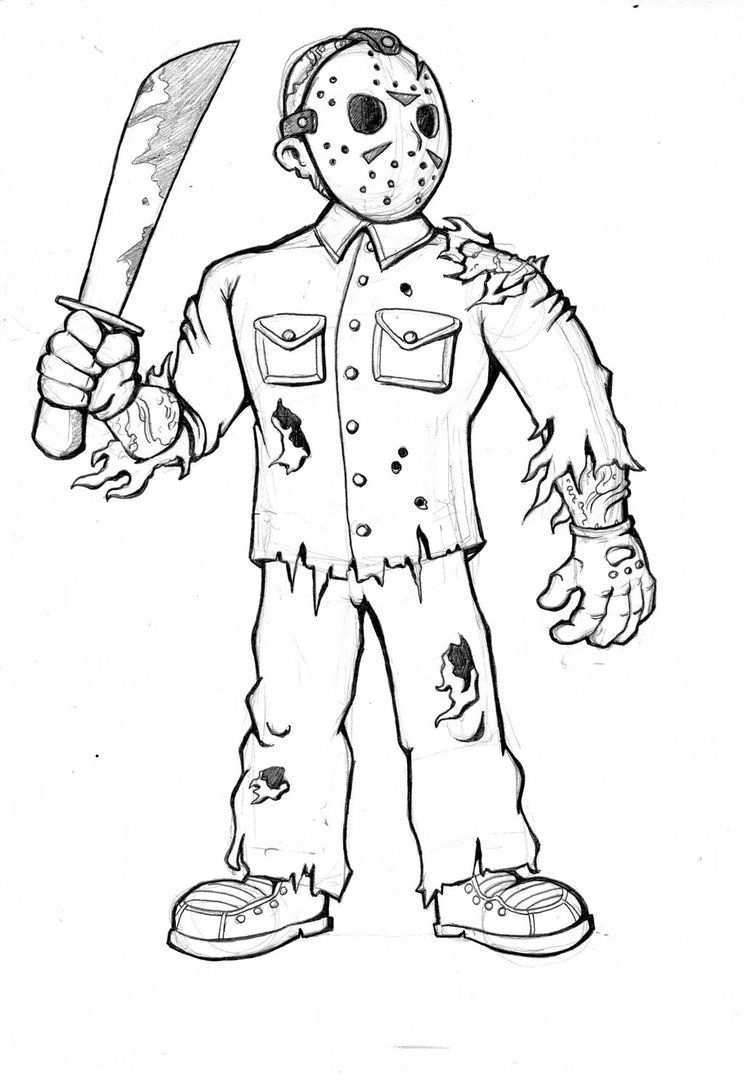 Jason Voorhees Drawing By Richiecooksjr Deviantart Com On Deviantart Jason Voorhees Drawing Scary Coloring Pages Halloween Coloring Pages