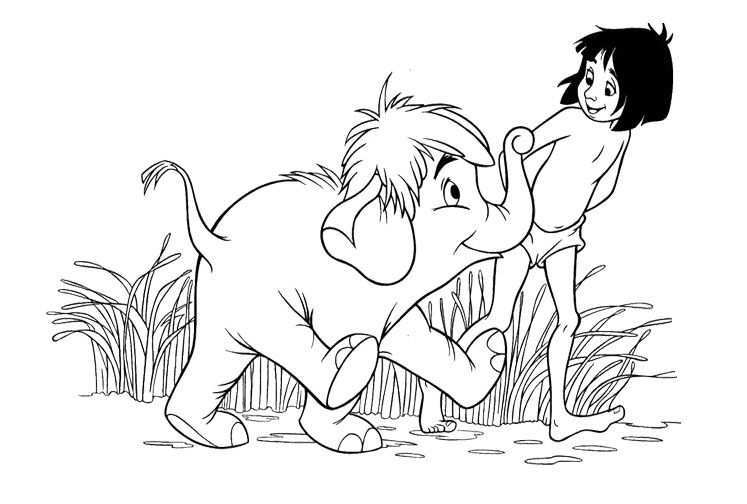 Jungle Book Mowgli And Hathi Coloring Pages Olifant Tekening Kleurplaten Oliepastels