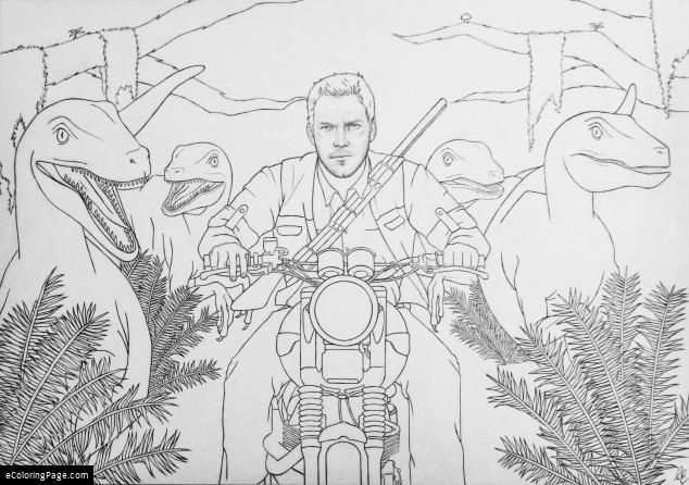 Jurassic World Chris Pratt Velociraptors Coloring Page Dinosaur Coloring Pages Dinosa