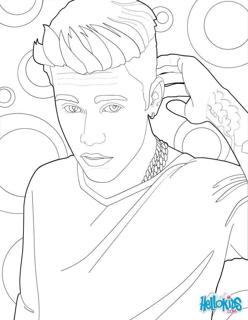 Justin Bieber And His Tattoo Coloring Page More Famous People Coloring Sheets On Hell