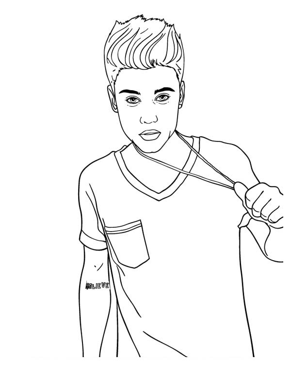 Justin Bieber Coloring Page For Kids Netart Justin Bieber Sketch Coloring Pages For K