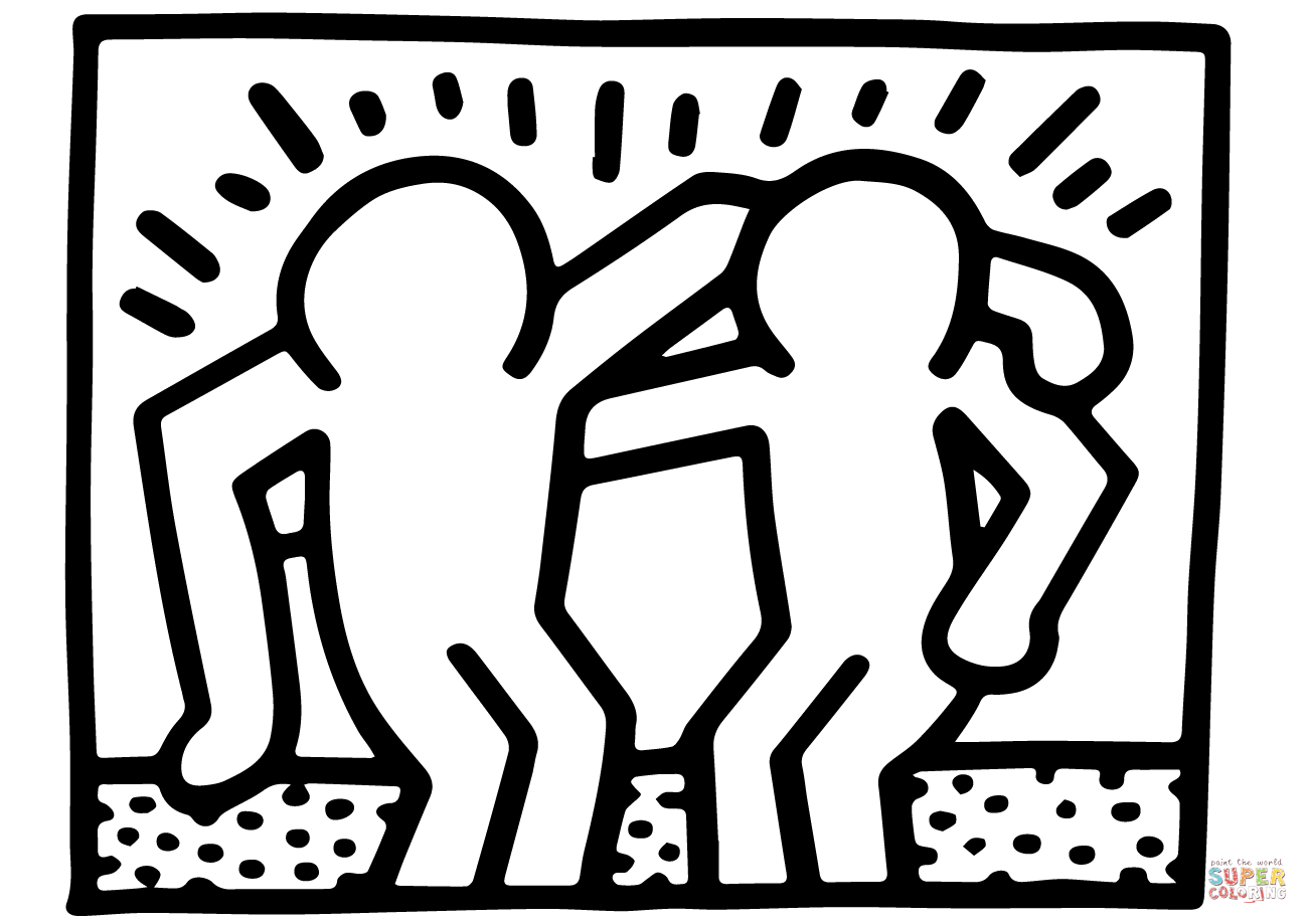 Best Buddies By Keith Haring Coloring Page Free Printable Coloring Pages Keith Haring Art Haring Art Keith Haring