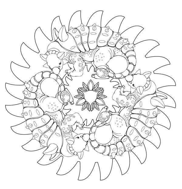 Mandala Dino Google Zoeken Mandala Thema Kleurplaten