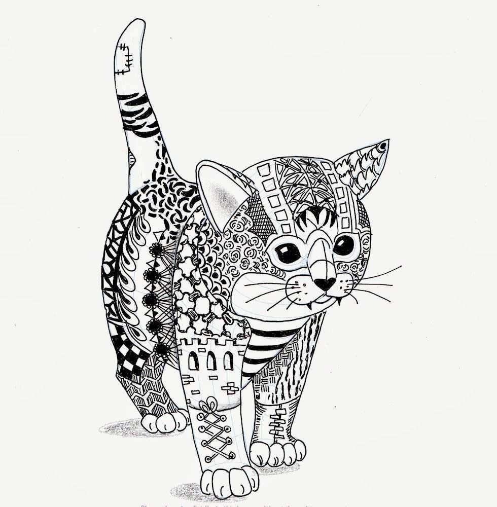 Efie Goes Zentangle Kitten Van Ben Kwok Dingen Om Te Tekenen Dieren Kleurplaten Kattenkunst