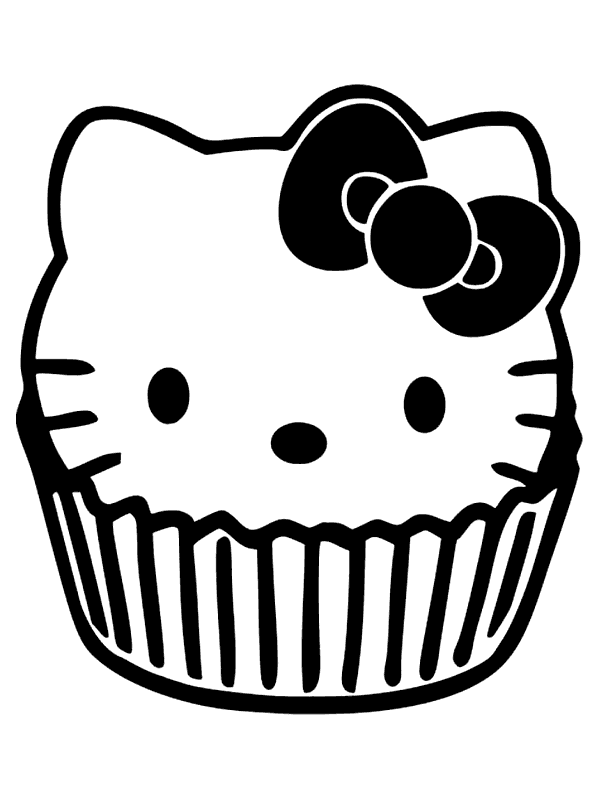 Cupcake Hello Kitty Kleurplaat Hello Kitty Kleurplaten Stickers