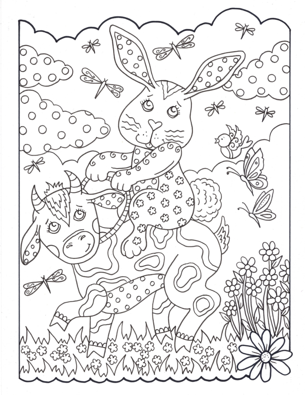 Bunny Love 10 Digital Coloring Pages Downloads Digi Stamps Color Pages Easter Colorin