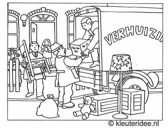 Kleuteridee Jaap Kramer Kleurplaten Thema Verhuizen