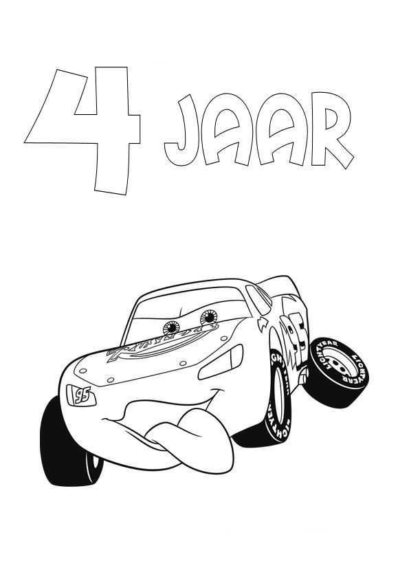 Kids N Fun Kleurplaat Cars Verjaardag Bliksem 4 Jaar Kleurplaten Verjaardag 4 Jaar