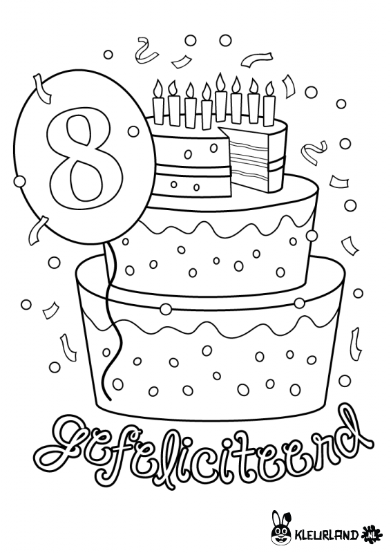 Verjaardagstaart 8 Jaar Kleurplaat Kleurland Nl Verjaardag Verjaardagsideeen Verjaard