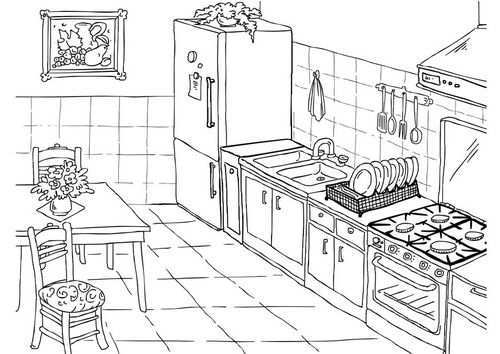 Kleurplaat Keuken Afb 26224 Coloring Pages Color Beautiful Kitchens