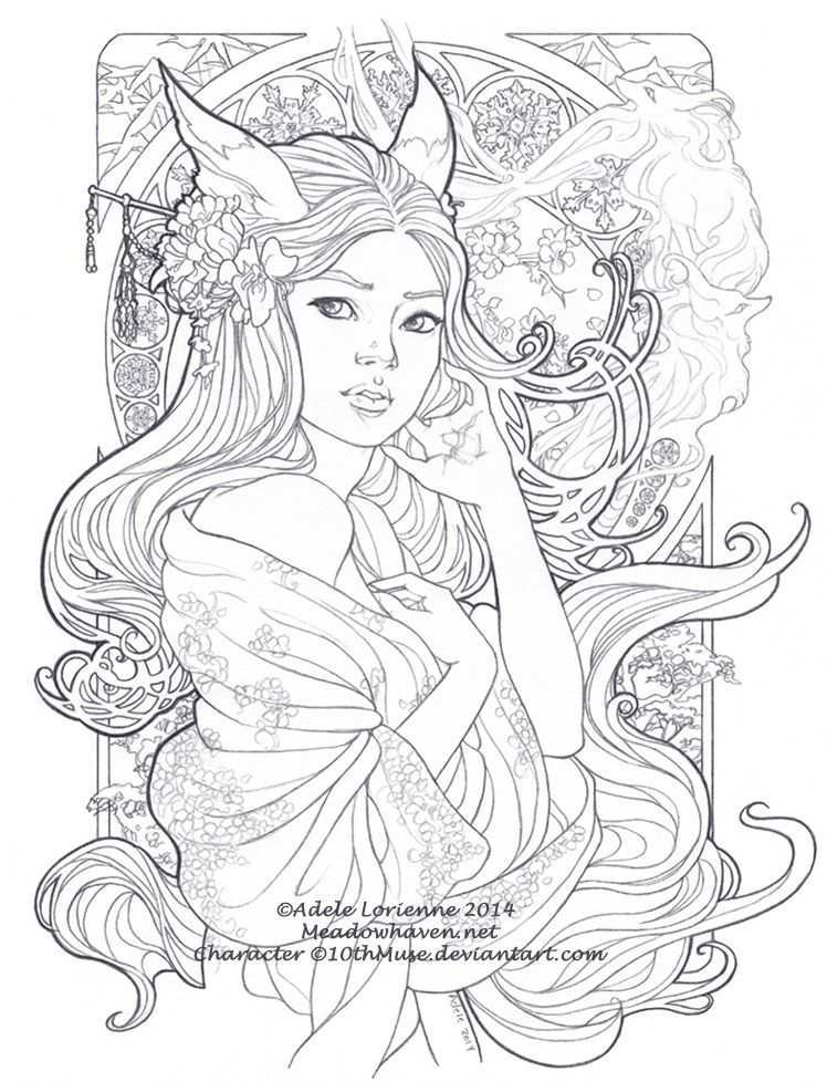 Beautiful Secrets Lineart Adele Lorienne Meadow Haven Adult Coloring Designs Coloring