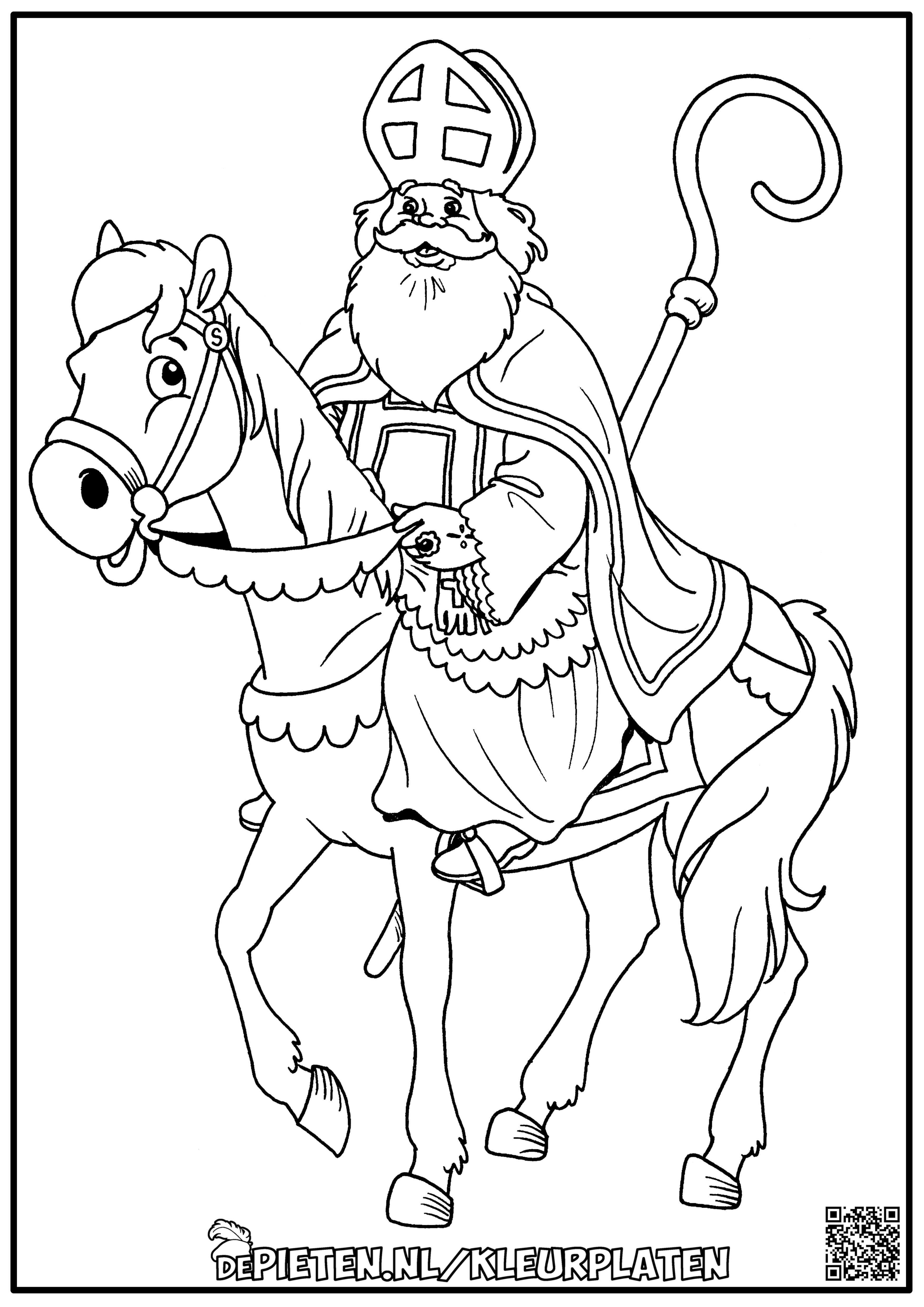 Kleurplaten Sinterklaas Op Paard Amerigo En Staf Goede Kwaliteit Afbeelding In Link K