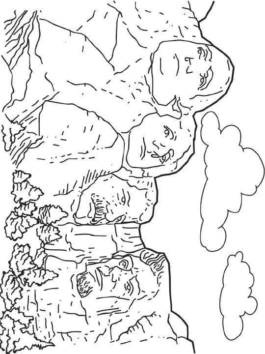 Coloring Page World Wonders World Wonders Mount Rushmore Kleurplaten Amerika