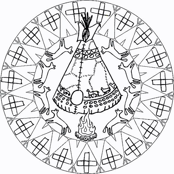 Mandala Kleurplaten Indianen Coloriage Indien Indien Amerique Mandala Indien