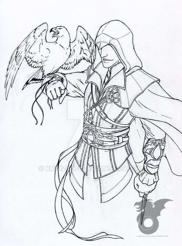 Ezio Line Art By Krimzon 1 Assassins Creed Art Assassins Creed Artwork Assassins Cree
