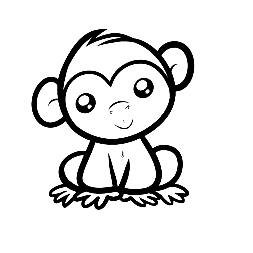 Leuk Voor Kids Apen 0006 Easy Animal Drawings Monkey Coloring Pages Monkey Drawing Cu